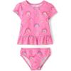 The Children’s Place Boys and Toddler Short Sleeve Rashguard Swimset(Rainbow Pink)