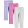 and Toddler Assorted Solid Leggings, Multipacks(Pink/Grey/Purple 3-pack)