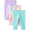 and Toddler Capri Leggings, Multipacks(Purple Ribbon 3-pack)