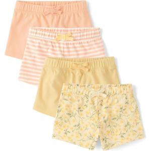 The Children’s Place Baby Girls’ and Toddler Assorted Knit Shorts(Yellow Floral 4-pack)