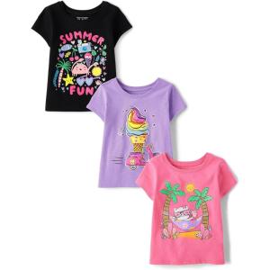 The Children’s Place Baby-Boys and Toddler School Days Short Sleeve Graphic T-Shirts,multipacks(Cat Hammock/Summer Fun/Ice Cream 3-pack)