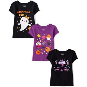The Children’s Place Baby-Girls and Toddler All Holidays,Birthdays Short Sleeve Graphic T-Shirts,3 Pack(Mommys Boo/Spooky Doodle/Cat)