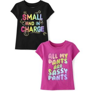 The Children’s Place Baby-Girls and Toddler Assorted Everyday Short Sleeve Graphic T-Shirts,multipacks(Sassy Pants/in Charge)