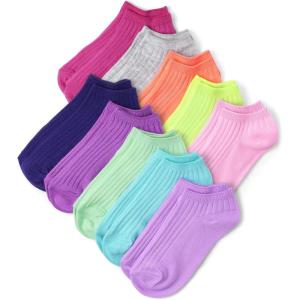 The Children’s Place Girls Ankle Socks Variety Pack(Assorted Solids Ribbed 10-pack)