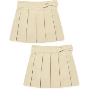 The Children’s Place Toddler Girls’ Uniform Bow Pleated Skort(Sandy 2-pack)