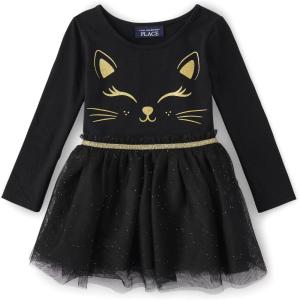 The Children’s Place baby girls Heart Mesh Tutu Dress(Black Cat)