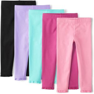 and Toddler Assorted Solid Leggings, Multipacks(Multicolor Ruffle 5-pack)