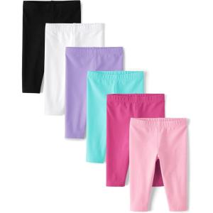 and Toddler Capri Leggings, Multipacks(Assorted Solids 6-pack)