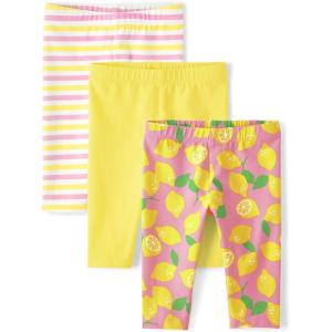 and Toddler Capri Leggings, Multipacks(Lemon Daisies 3-pack)