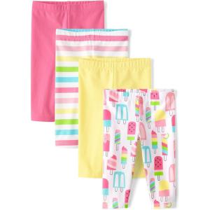 and Toddler Capri Leggings, Multipacks(Popsicle/Pink/Striped/Yellow 4-pack)