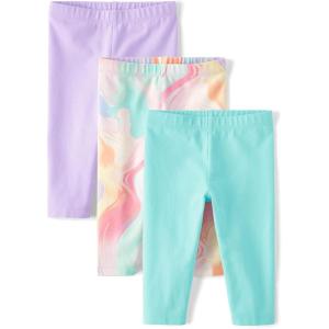 and Toddler Capri Leggings, Multipacks(Purple Ribbon 3-pack)