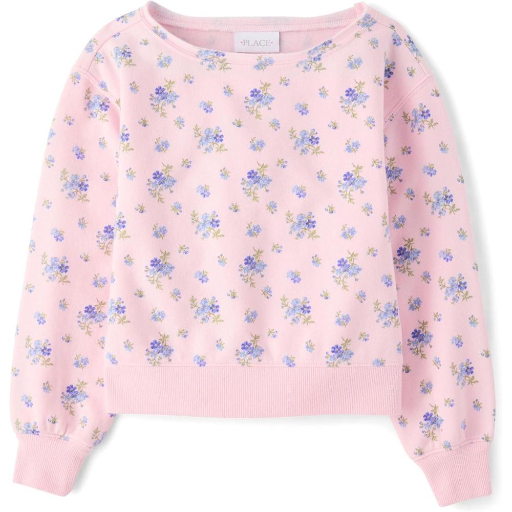 imageThe Childrens Place Girls Active Long Sleeve Fleece Pullover SweatshirtRose Mist