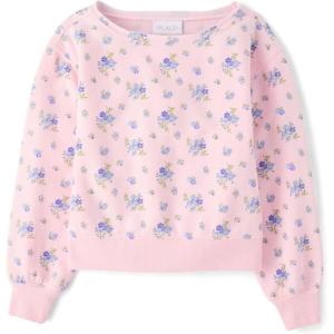 The Children’s Place Girls’ Active Long Sleeve Fleece Pullover Sweatshirt(Rose Mist)