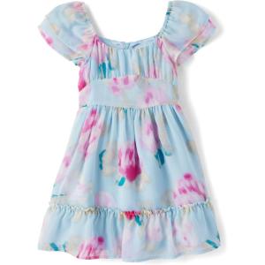 The Children’s Place,Girls,Dressy Ruffle Dress,Short SleeveChalk Blue,Large