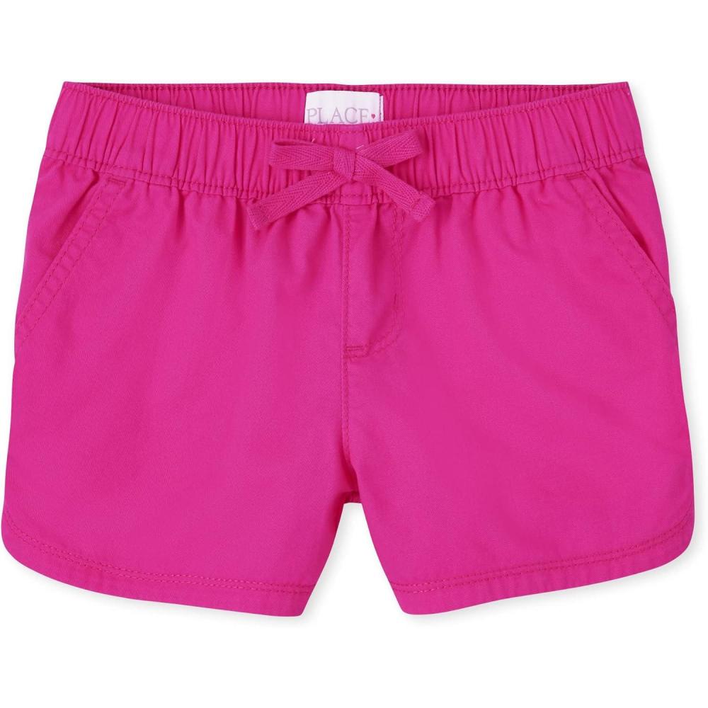 imageThe Childrens Place Girls Twill Pull on ShortsNeon Pink