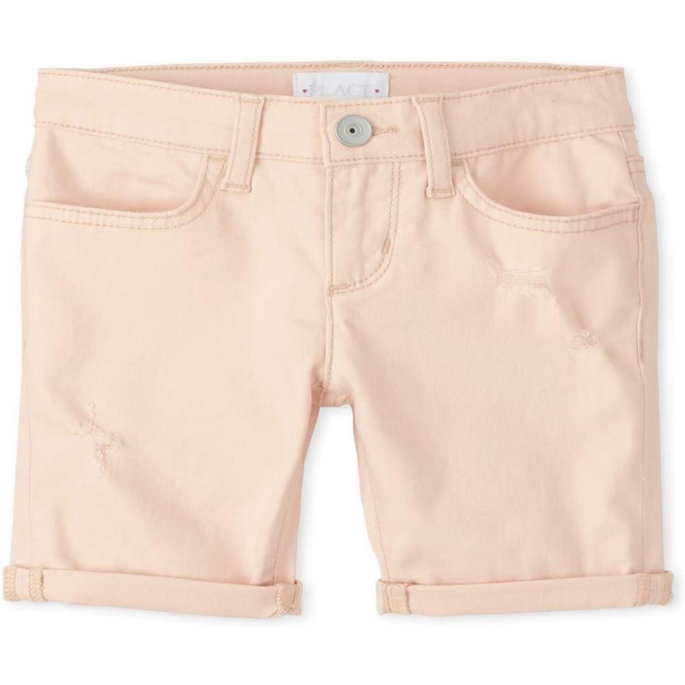 imageThe Childrens Place Girls Twill Skimmer ShortsPeach Ice