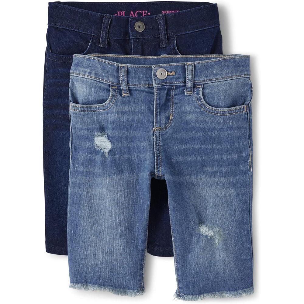imageThe Childrens Place Girls Twill Skimmer ShortsThistle Wash Denim 2pack
