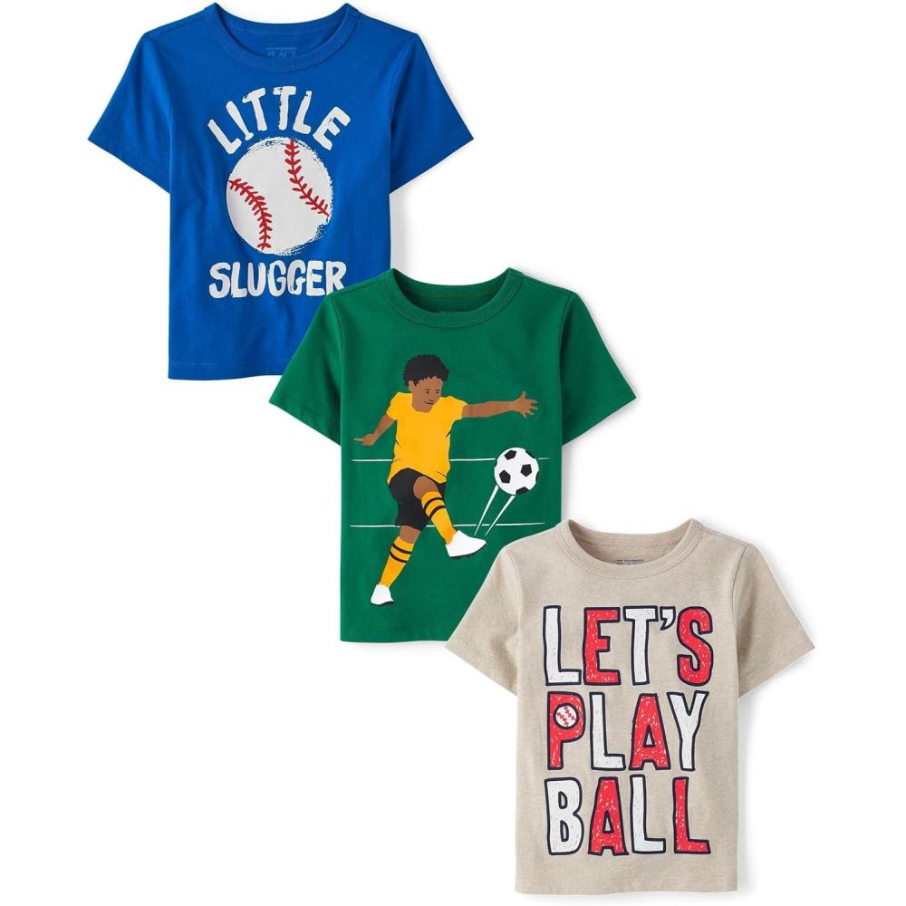 imageThe Childrens Place Baby Boys Graphic TShirts 3PackLittle SluggerSoccerPlay Ball
