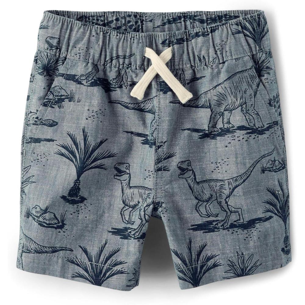 imageThe Childrens Place Boys Uniform Pull on Cargo ShortsDino Palm Print