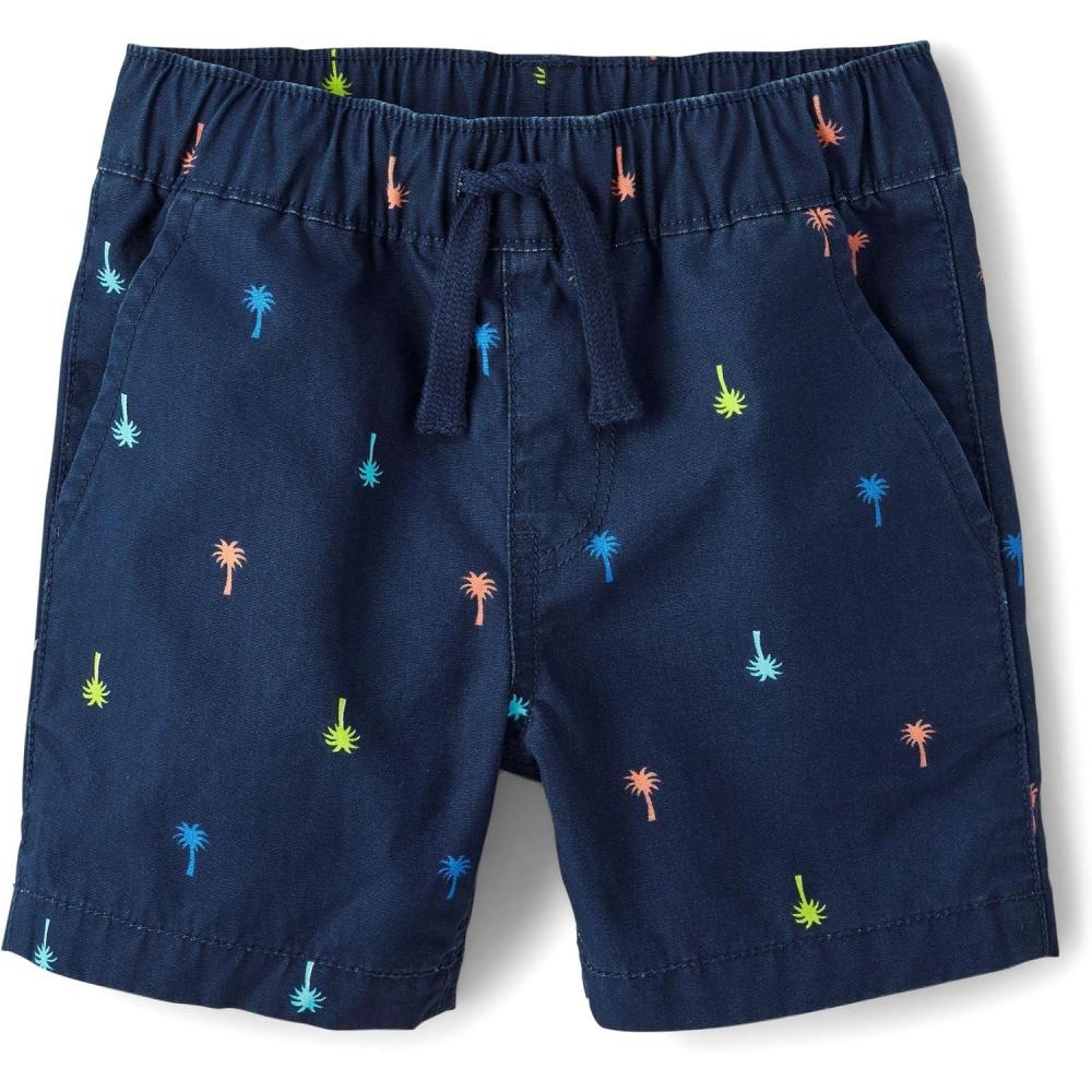 imageThe Childrens Place Boys Uniform Pull on Cargo ShortsTidal Palm Tree