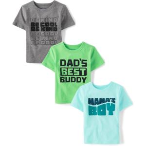 The Children’s Place Baby Boys’ Graphic T-Shirts (3-Pack)(Be Cool/Dads Buddy/Mamas Boy)