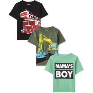 The Children’s Place Baby Boys’ Graphic T-Shirts (3-Pack)(Construction/Mamas Boy/Fire Truck)