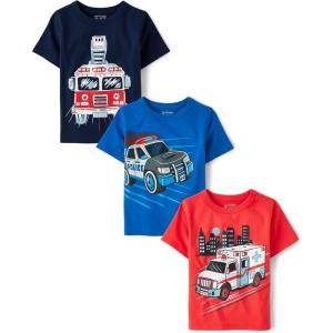The Children’s Place Baby Boys’ Graphic T-Shirts (3-Pack)(Fire Truck/Police Car/Ambulance)