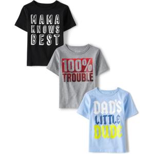The Children’s Place Baby Boys’ Graphic T-Shirts (3-Pack)(Mama Knows/Trouble/Dad Dude 3-pack)