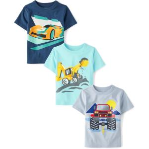 The Children’s Place Baby Boys’ Graphic T-Shirts (3-Pack)(Monster Truck/Racecar/Construction)