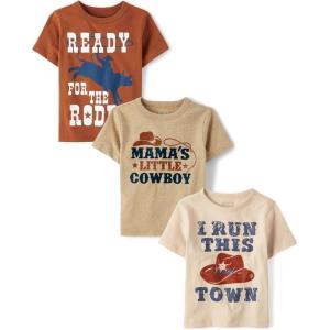 The Children’s Place Baby Boys’ Graphic T-Shirts (3-Pack)(Rodeo/Mamas Cowboy/Run Town)