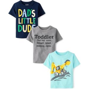 The Children’s Place Baby Boys’ Graphic T-Shirts (3-Pack)(Toddler Def/Excavator/Dads Little)