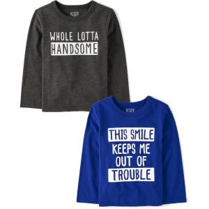 The Children’s Place,Baby Boys,and Toddler Assorted Everyday Long Sleeve Graphic T-Shirts(Lotta Handsome/Smile Trouble)