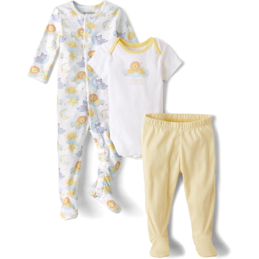 imageThe Childrens Place babyboys And Newborn 100 Cotton Take Me Home 3piece Set Long Sleeve Bodysuit Short Sleeve Bodysuit and Pant