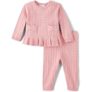 The Children’s Place baby-girls And Newborn Long Sleeve Sweater and Pants, 2 Piece Playwear Set(Lt Plum)