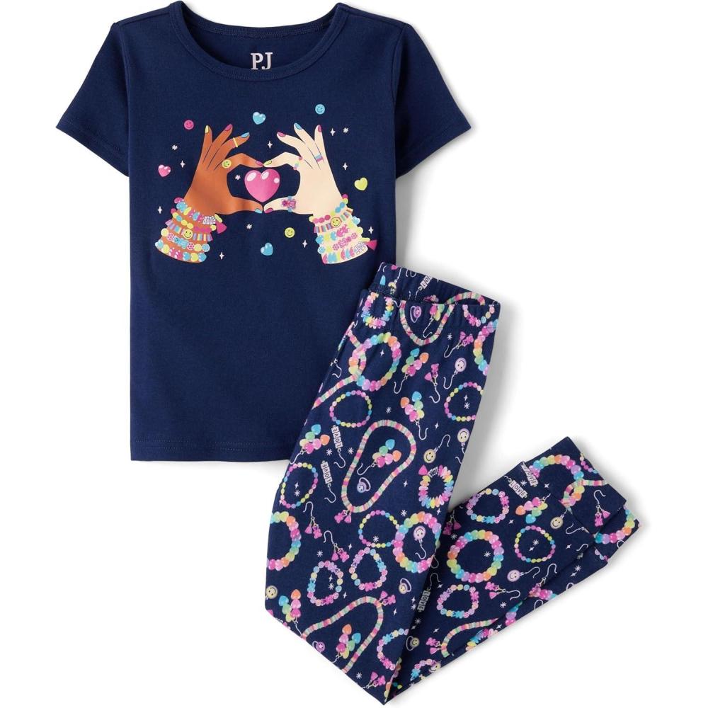 imageThe Childrens Place Girls 100 Cotton Short Sleeve Top and Pants2 Piece Pajama SetFriendship Bracelet