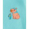 The Children’s Place Girls’ 100% Cotton Short Sleeve Top and Pants,2 Piece Pajama Set(Capybara Marine)