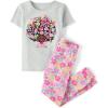 The Children’s Place Girls’ 100% Cotton Short Sleeve Top and Pants,2 Piece Pajama Set(Floral Cameo)