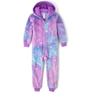 The Children’s Place girls Long Sleeve Fleece Zip Up One Piece Pajama(Neon Dreams Sherpa)