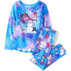 The Children’s Place girls Long Sleeve Top and Pants,2 Piece Pajama Set(Winter Snow)