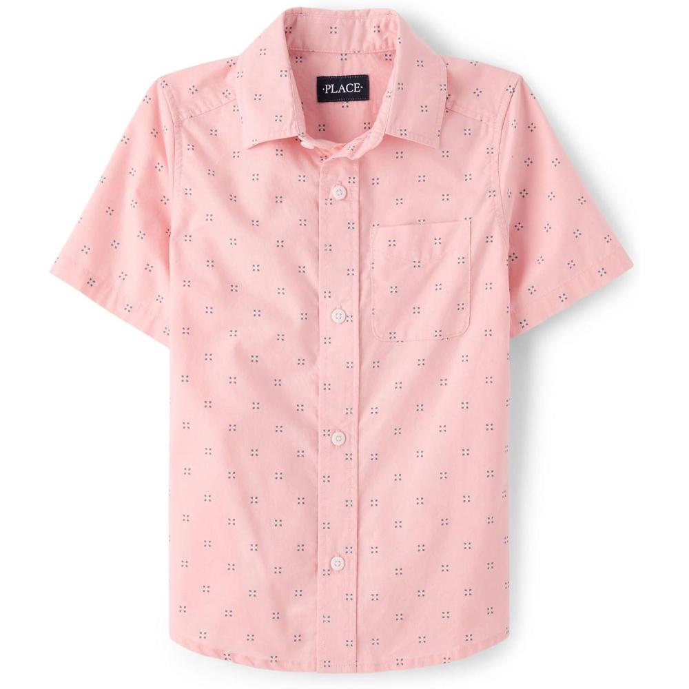imageThe Childrens Place boys Short Sleeve Button Up ShirtLt Plum