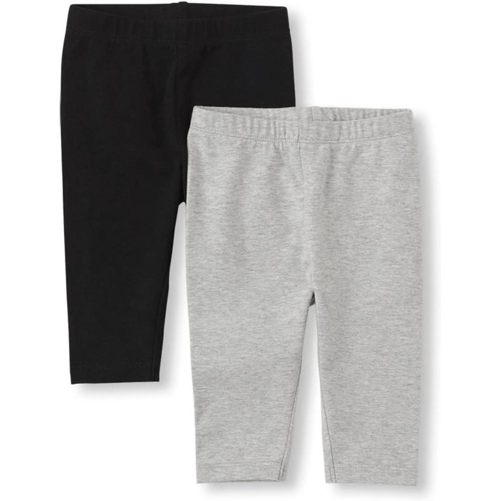 imageThe Childrens Place Baby Girls Capri Leggings 2 PackBlackSmoke Grey 2pack