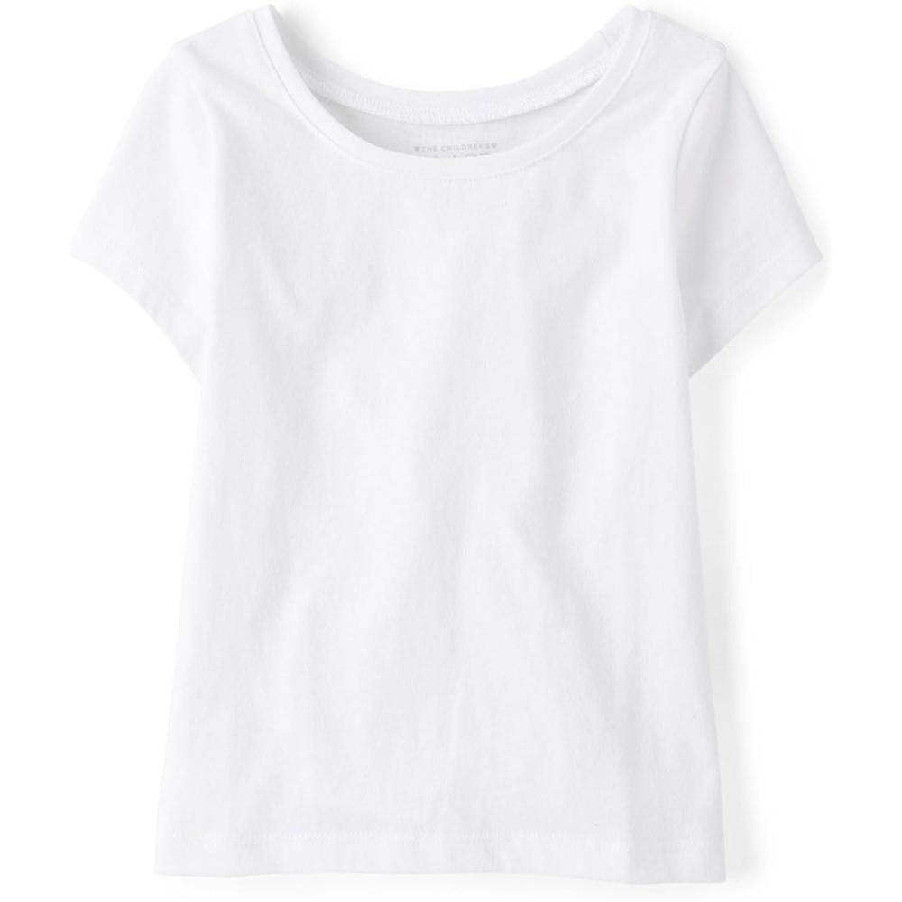 imageThe Childrens Place Baby Girls and Toddler Basic Short Sleeve Layering TShirtsWhite Single