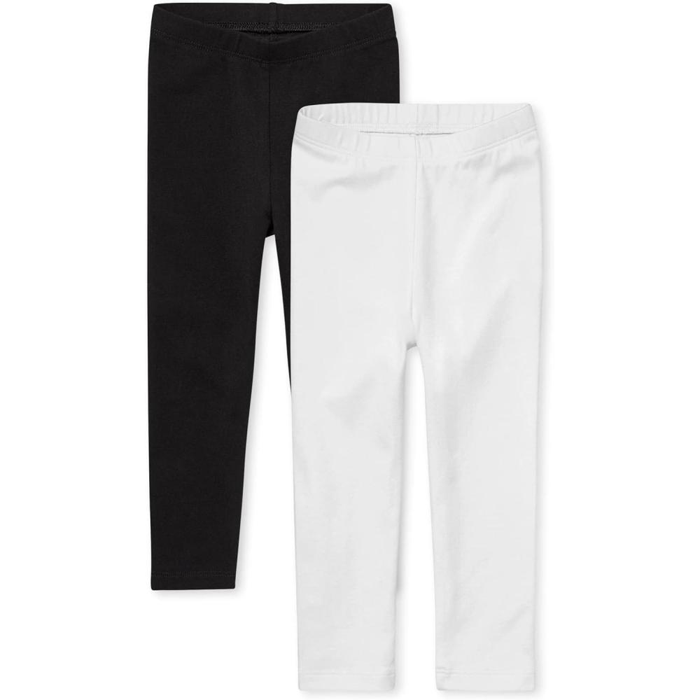 imageThe Childrens Place BabyGirls and Toddler Leggings 2PackBlackWhite 2pack