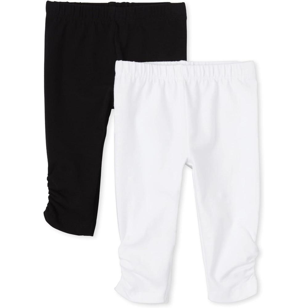 imageThe Childrens Place BabyGirls and Toddler Leggings 2PackWhiteBlack 2 Pack
