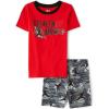 The Children’s Place boys Short Sleeve Top and Shorts Snug Fit 100% Cotton 4 Piece Pajama Set(Stealth Ninja)