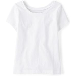The Children’s Place Baby Girls’ and Toddler Basic Short Sleeve Layering T-Shirts(White Single)