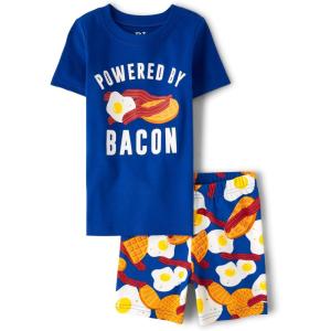 The Children’s Place boys Short Sleeve Top and Shorts Snug Fit 100% Cotton 4 Piece Pajama Set(Powered By Bacon)