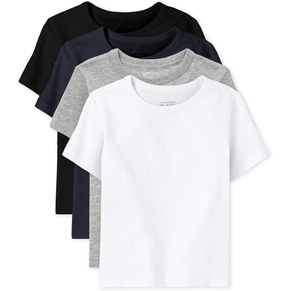 imageThe ChildrenS Place BabyBoys And Toddler Basic Short Sleeve TeeBlackNew NavySmokeWhite 4pack