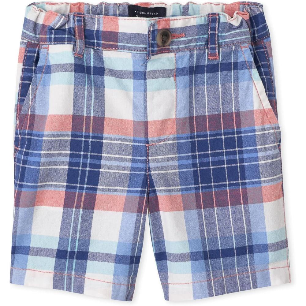 imageThe Childrens Place Baby Boys Chino ShortsBlueOrange Plaid