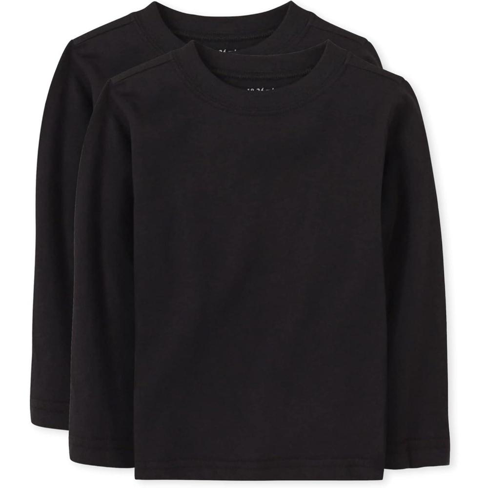 imageThe Childrens Place BabyBoys and Toddler Basic Long Sleeve TeesBlack 2pack